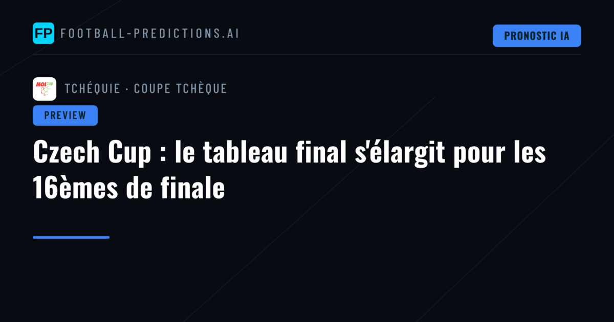 Czech Cup : le tableau final s'élargit pour les 16èmes de finale