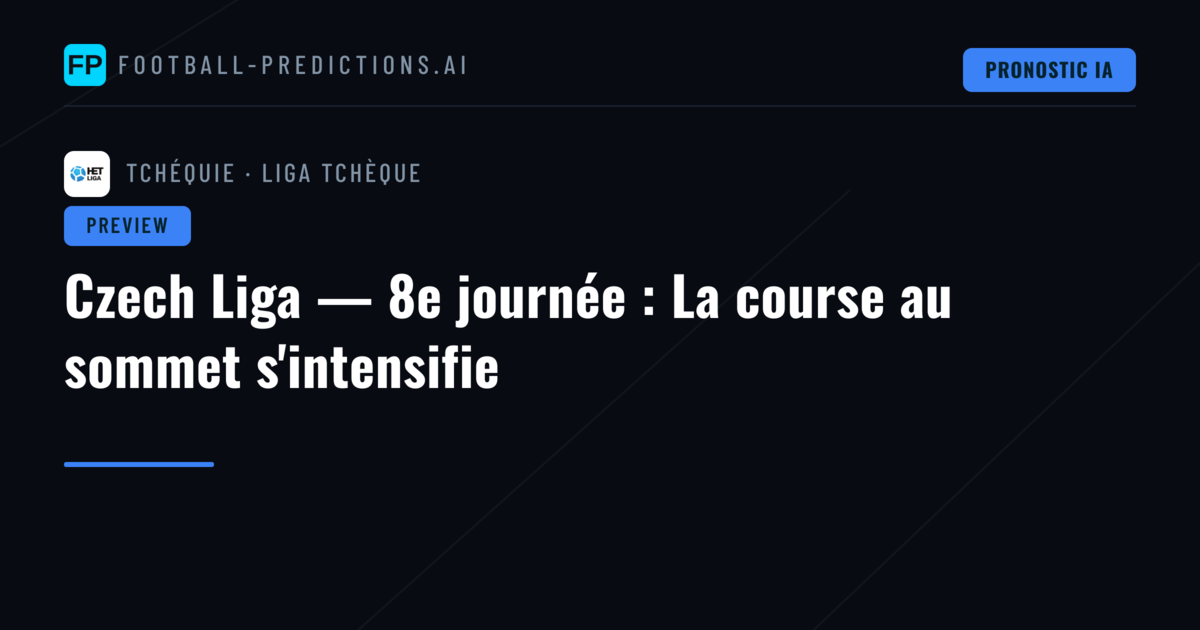 Czech Liga — 8e journée : La course au sommet s'intensifie