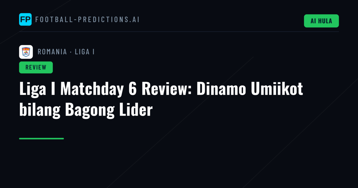 Liga I Matchday 6 Review: Dinamo Umiikot bilang Bagong Lider