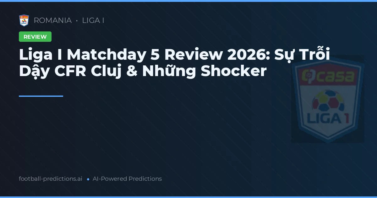 Liga I Matchday 5 Review 2026: Sự Trỗi Dậy CFR Cluj & Những Shocker