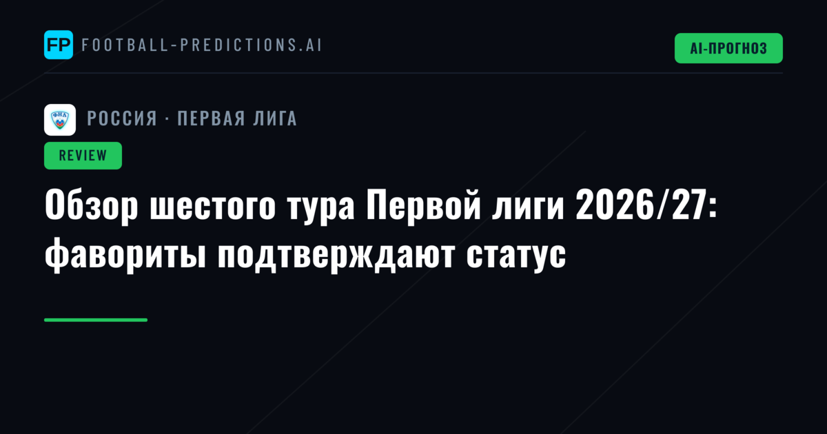 Обзор шестого тура Первой лиги 2026/27: фавориты подтверждают статус