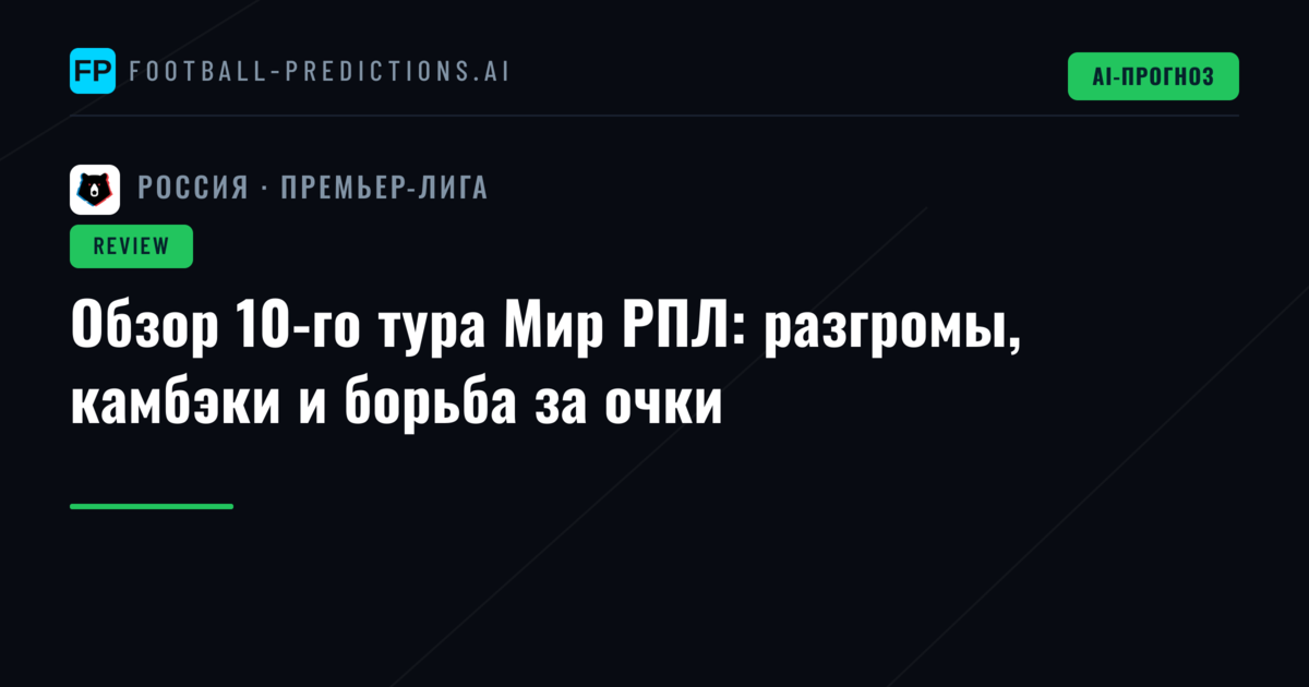 Обзор 10-го тура Мир РПЛ: разгромы, камбэки и борьба за очки