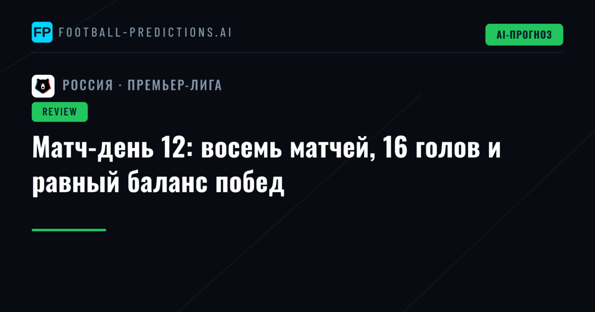 Матч-день 12: восемь матчей, 16 голов и равный баланс побед