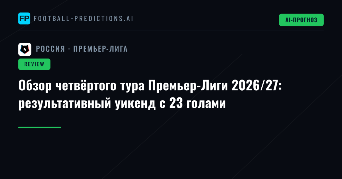 Обзор четвёртого тура Премьер-Лиги 2026/27: результативный уикенд с 23 голами