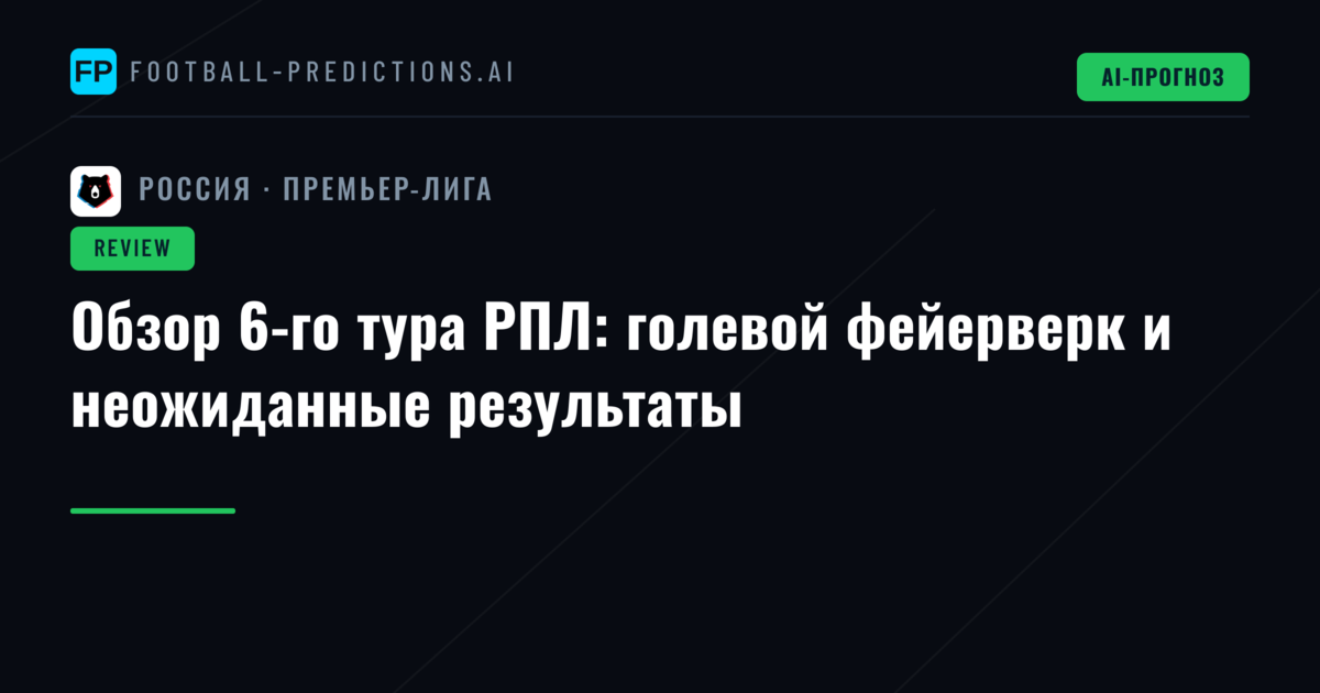 Обзор 6-го тура РПЛ: голевой фейерверк и неожиданные результаты