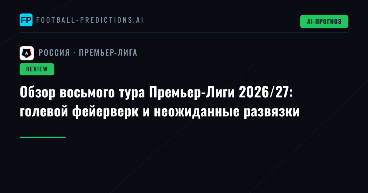 Обзор восьмого тура Премьер-Лиги 2026/27: голевой фейерверк и неожиданные развязки
