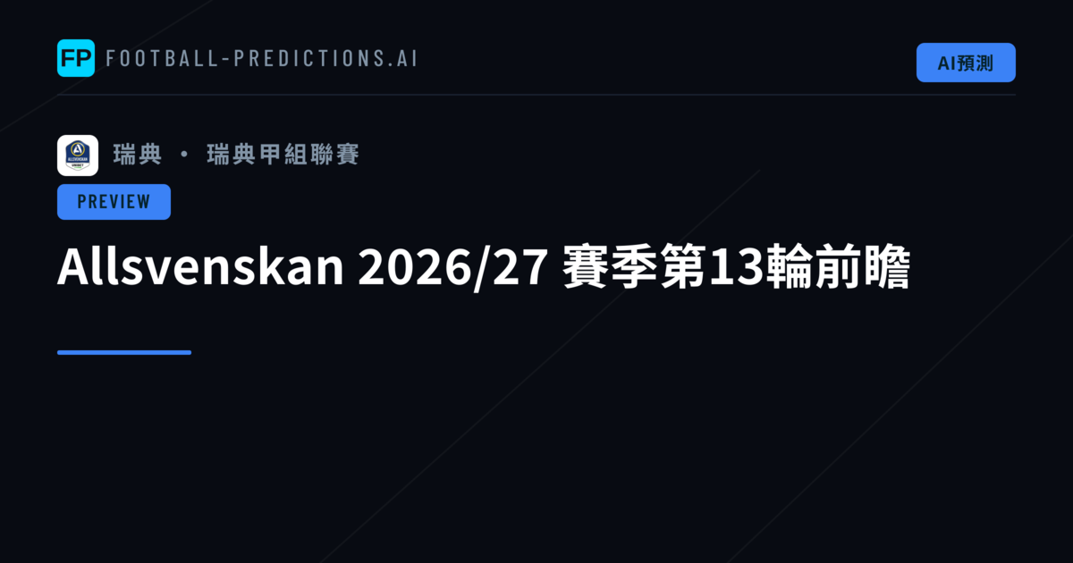 Allsvenskan 2026/27 賽季第13輪前瞻