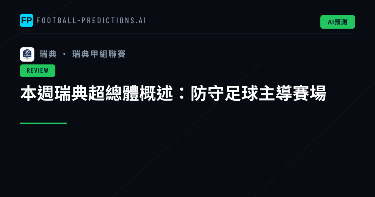 本週瑞典超總體概述:防守足球主導賽場