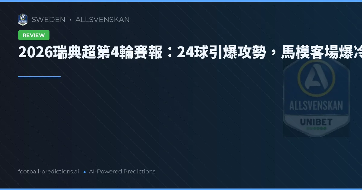 2026瑞典超第4輪賽報：24球引爆攻勢，馬模客場爆冷