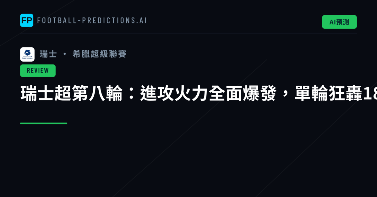 瑞士超第八輪：進攻火力全面爆發，單輪狂轟18球