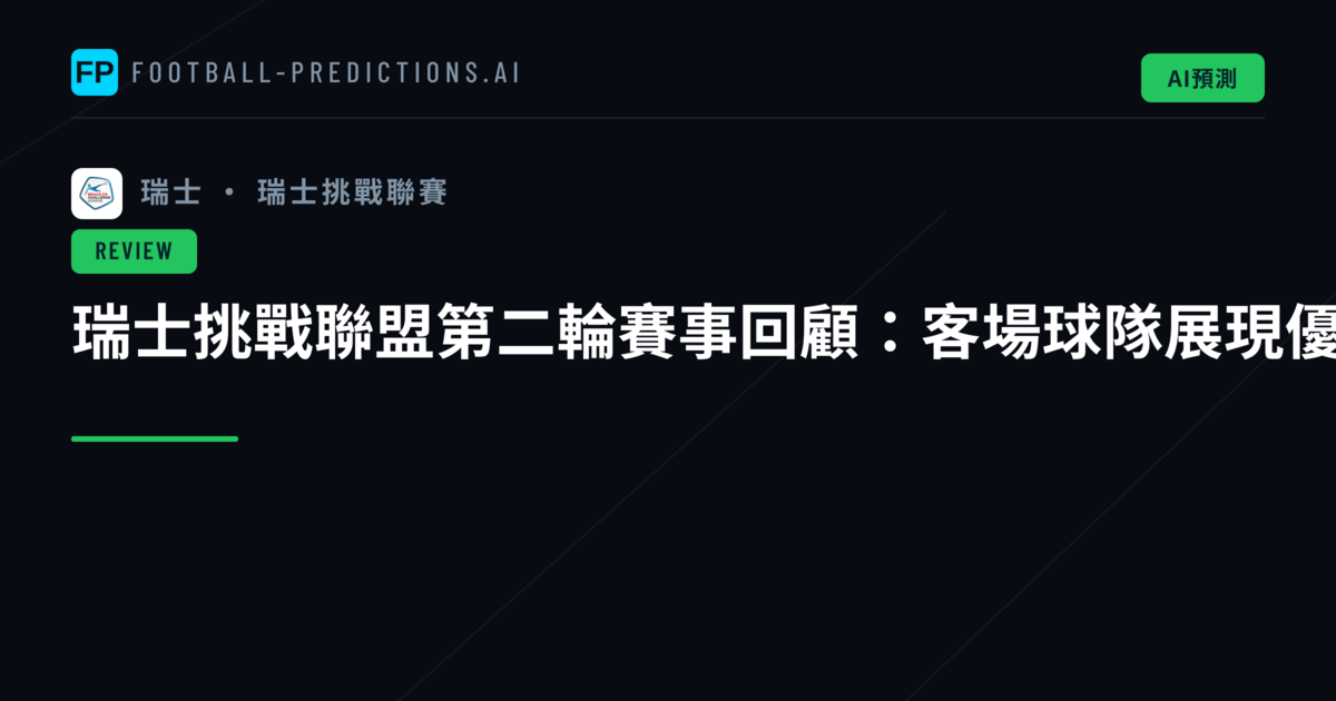 瑞士挑戰聯盟第二輪賽事回顧：客場球隊展現優勢