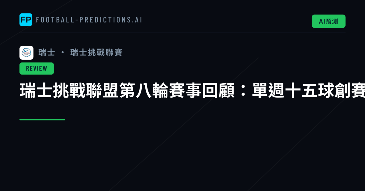 瑞士挑戰聯盟第八輪賽事回顧:單週十五球創賽季亮點