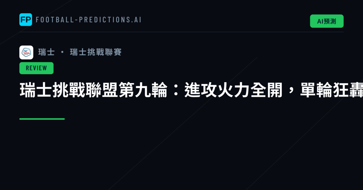 瑞士挑戰聯盟第九輪：進攻火力全開，單輪狂轟十六球