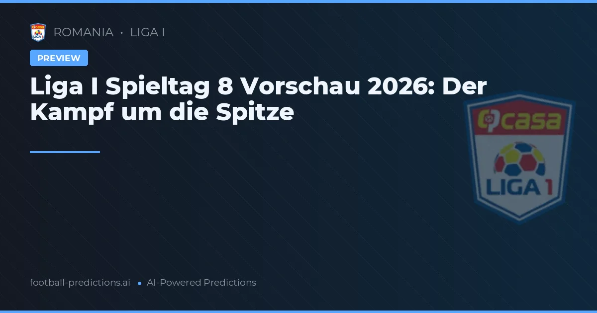 Liga I Spieltag 8 Vorschau 2026: Der Kampf um die Spitze