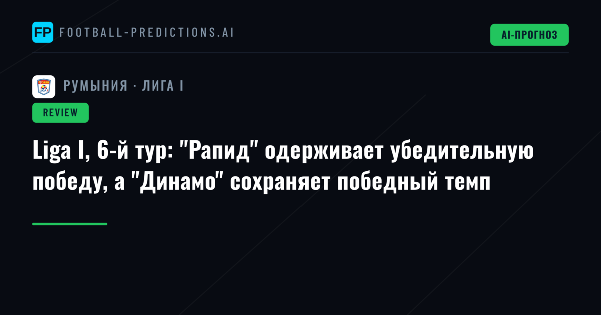 Liga I, 6-й тур: "Рапид" одерживает убедительную победу, а "Динамо" сохраняет победный темп