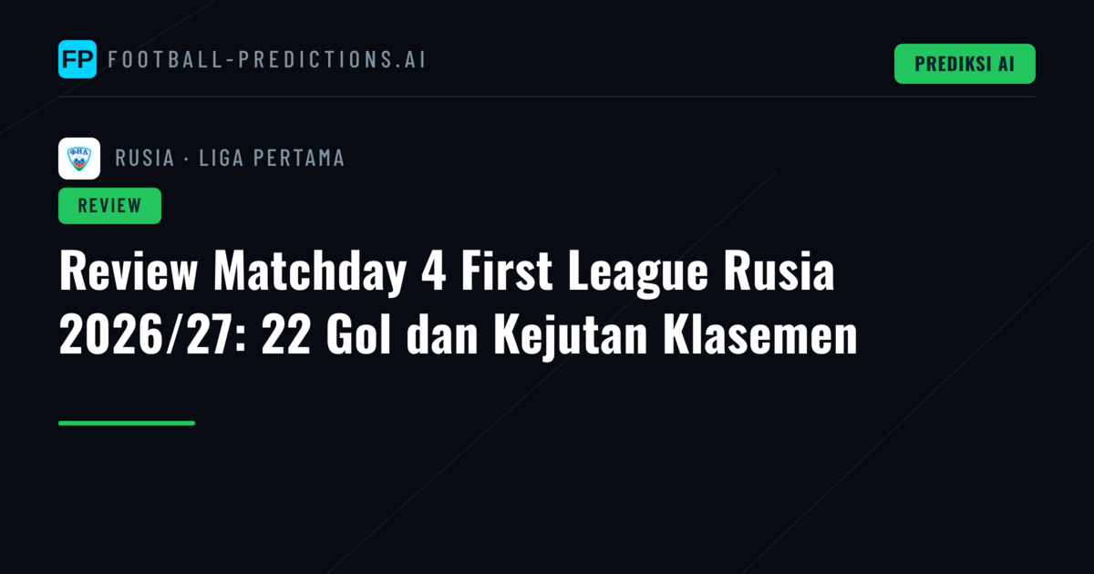 Review Matchday 4 First League Rusia 2026/27: 22 Gol dan Kejutan Klasemen