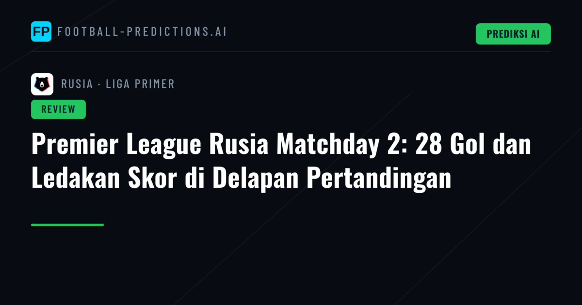 Premier League Rusia Matchday 2: 28 Gol dan Ledakan Skor di Delapan Pertandingan