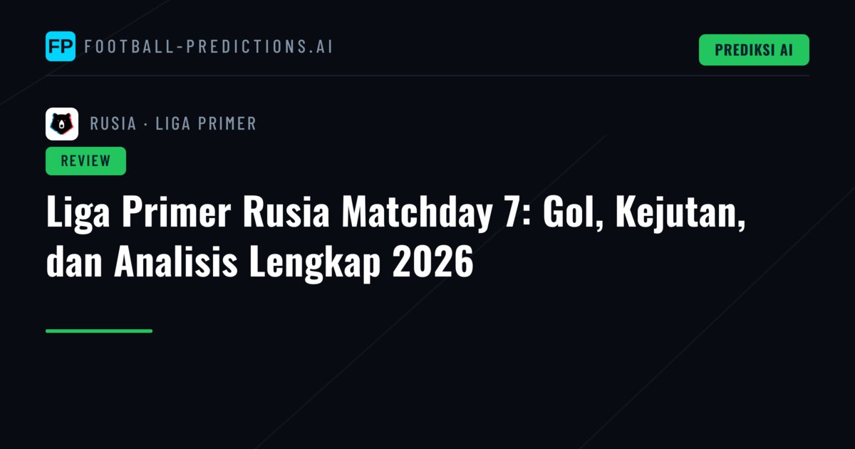 Liga Primer Rusia Matchday 7: Gol, Kejutan, dan Analisis Lengkap 2026