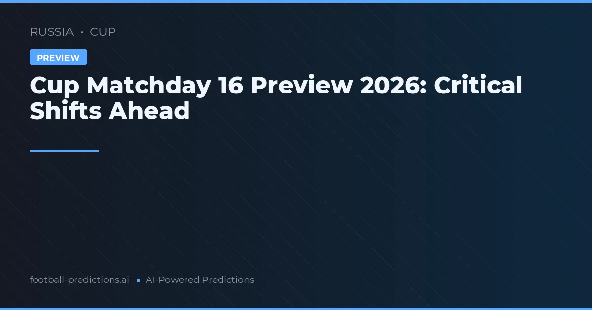 Cup Matchday 16 Preview 2026: Critical Shifts Ahead
