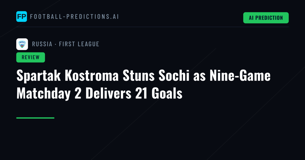 Spartak Kostroma Stuns Sochi as Nine-Game Matchday 2 Delivers 21 Goals