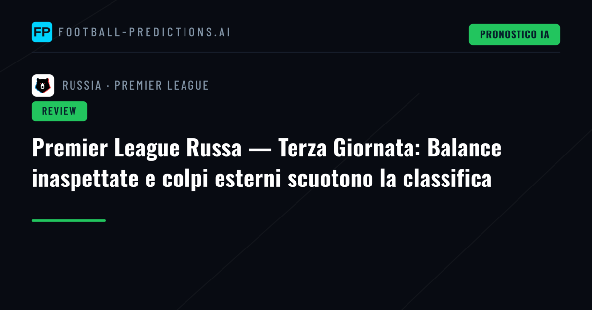 Premier League Russa — Terza Giornata: Balance inaspettate e colpi esterni scuotono la classifica