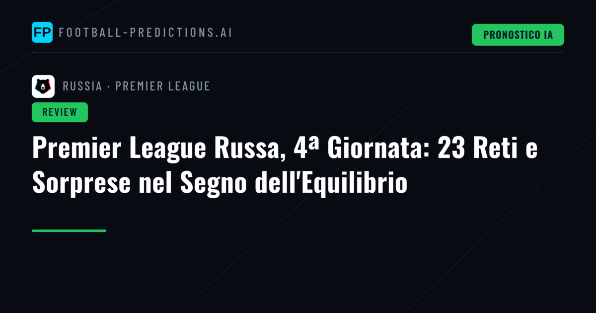 Premier League Russa, 4ª Giornata: 23 Reti e Sorprese nel Segno dell'Equilibrio