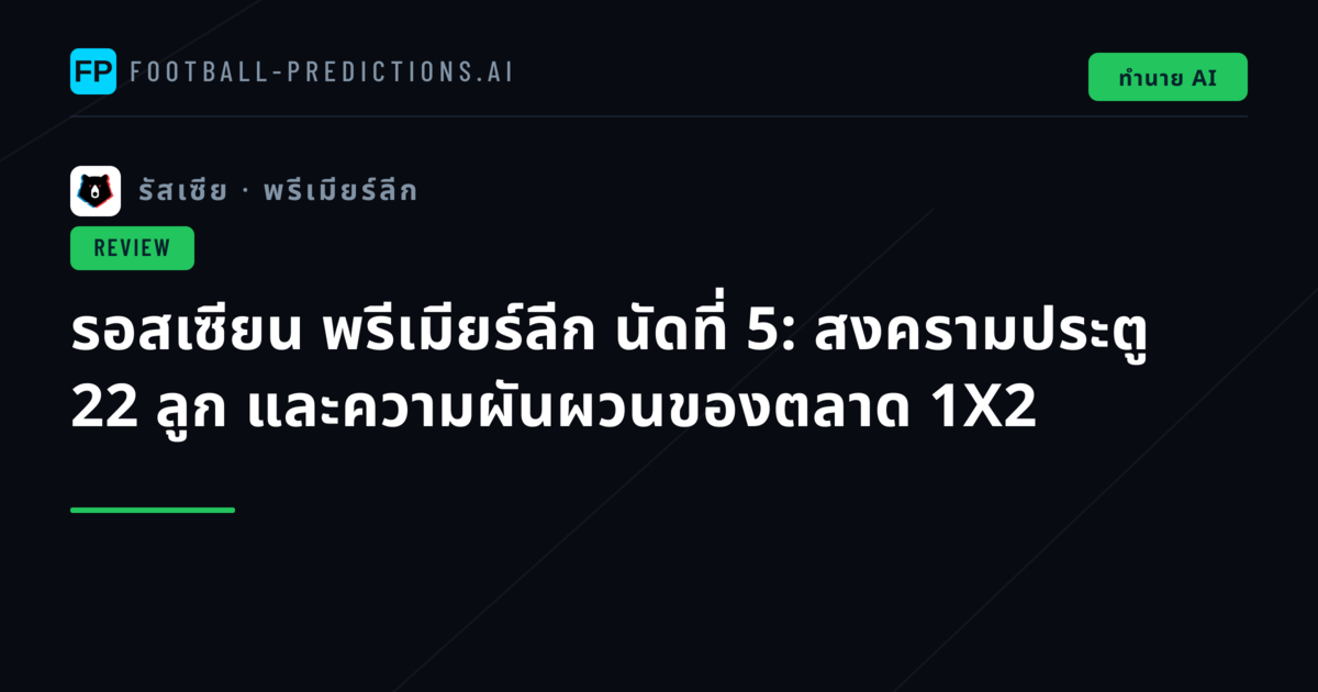 รอสเซียน พรีเมียร์ลีก นัดที่ 5: สงครามประตู 22 ลูก และความผันผวนของตลาด 1X2