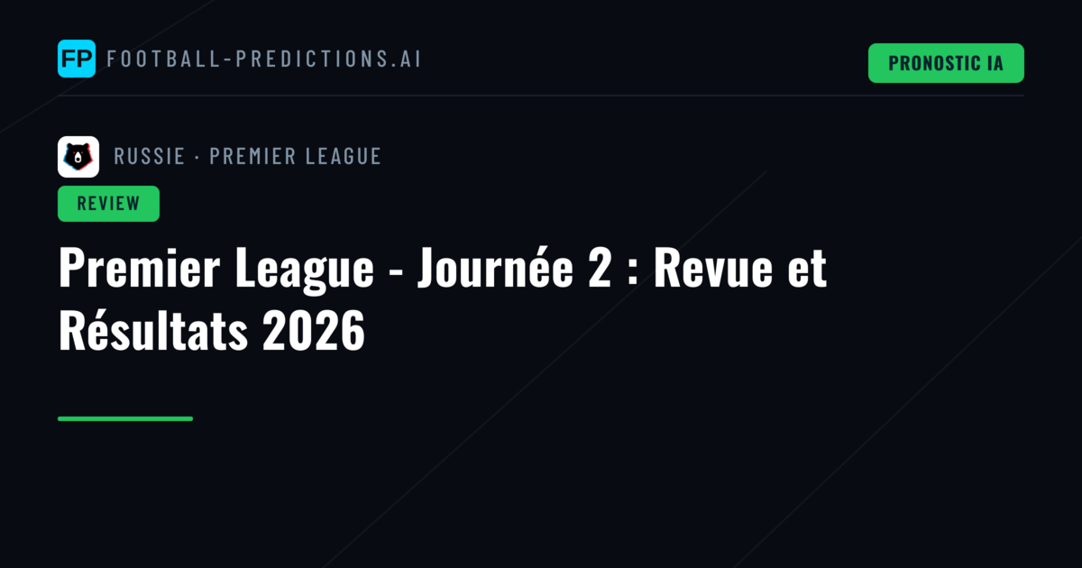 Premier League - Journée 2 : Revue et Résultats 2026