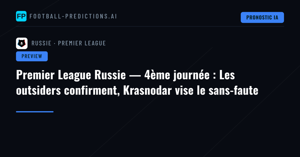 Premier League Russie — 4ème journée : Les outsiders confirment, Krasnodar vise le sans-faute