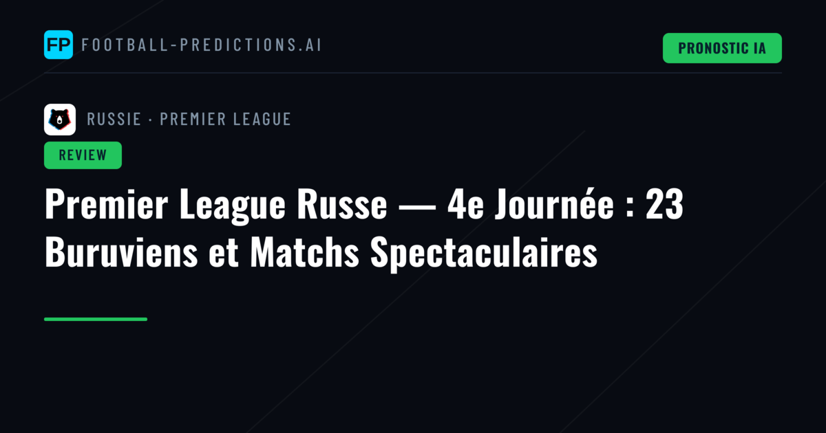 Premier League Russe — 4e Journée : 23 Buruviens et Matchs Spectaculaires