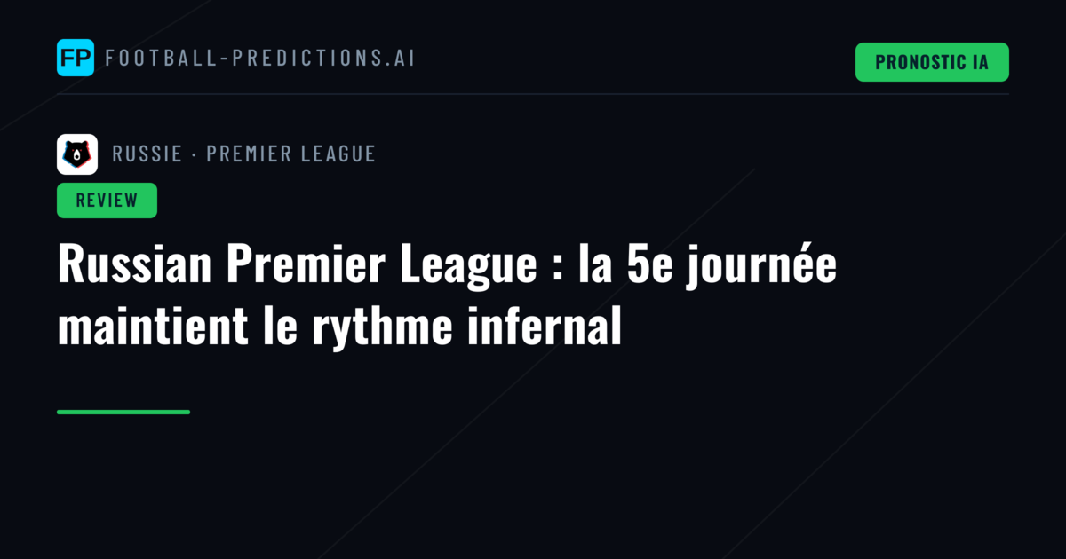 Russian Premier League : la 5e journée maintient le rythme infernal