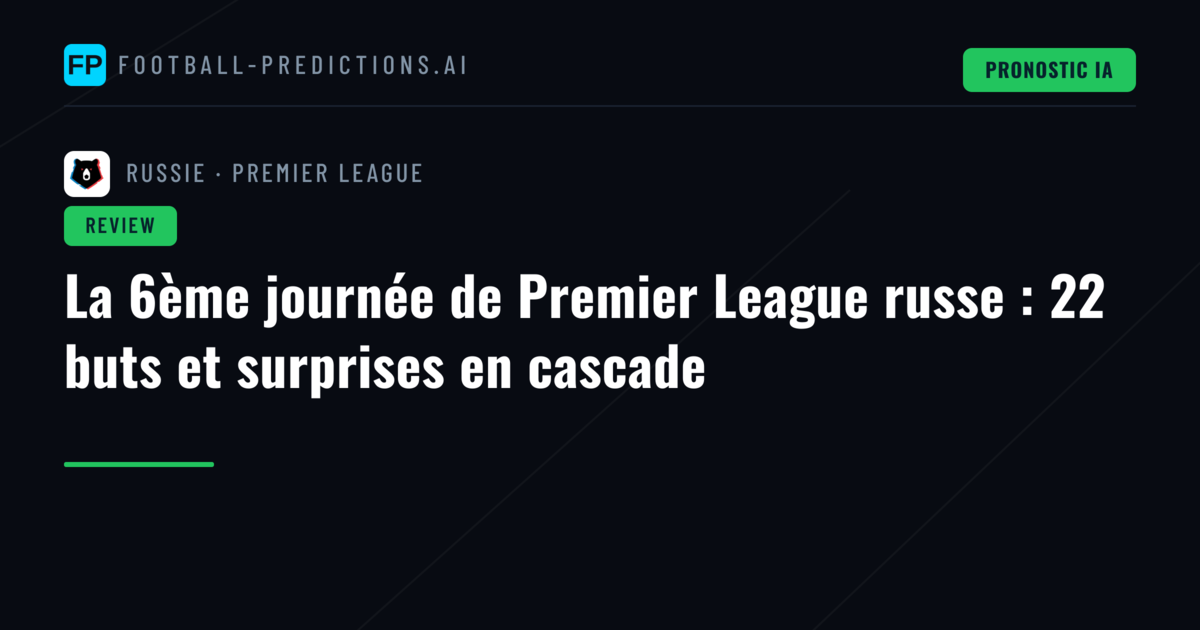 La 6ème journée de Premier League russe : 22 buts et surprises en cascade
