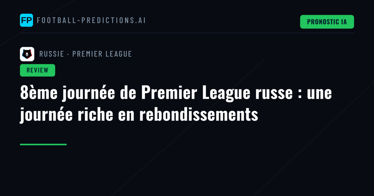 8ème journée de Premier League russe : une journée riche en rebondissements