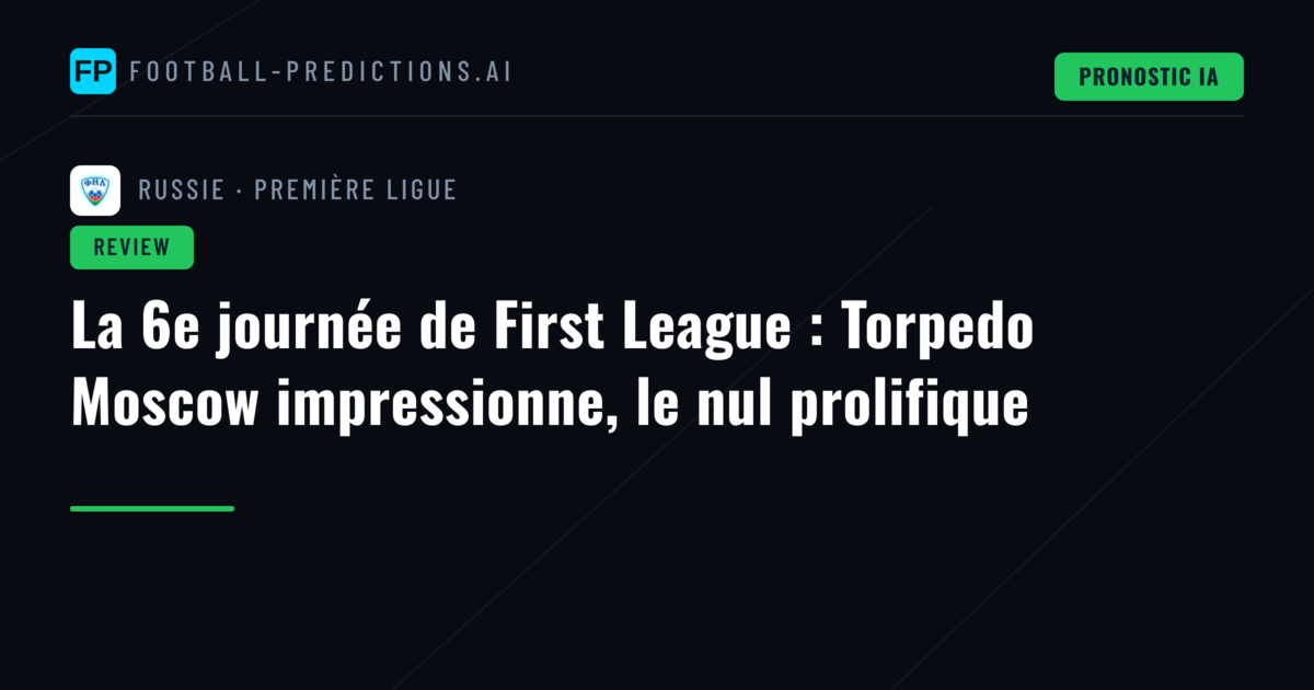 La 6e journée de First League : Torpedo Moscow impressionne, le nul prolifique