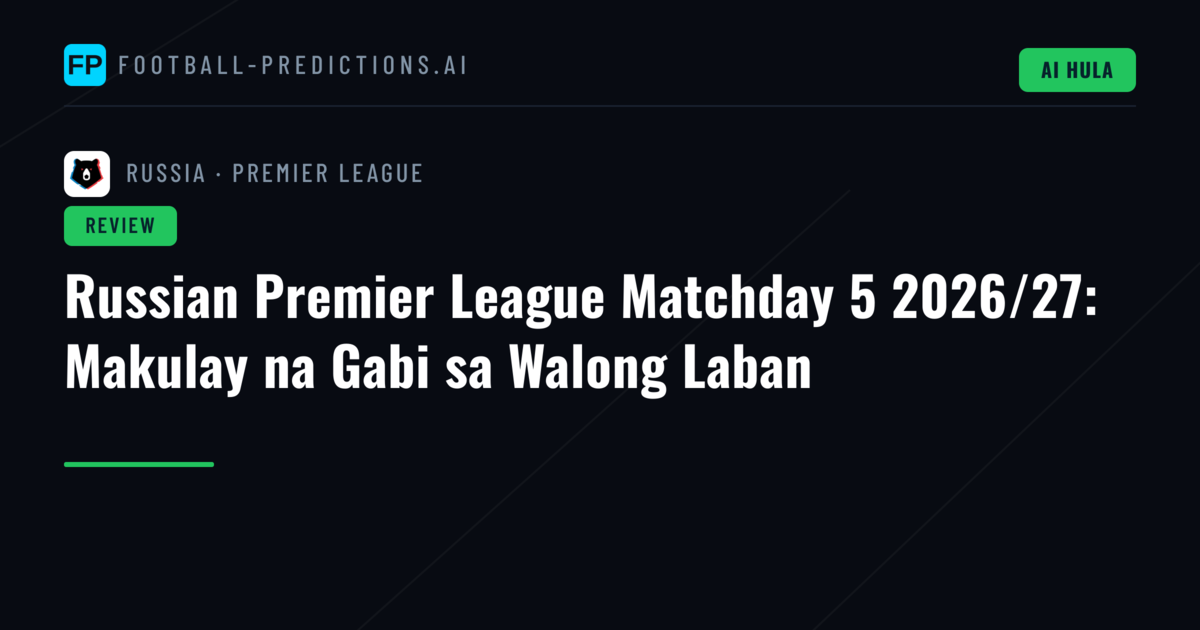 Russian Premier League Matchday 5 2026/27: Makulay na Gabi sa Walong Laban