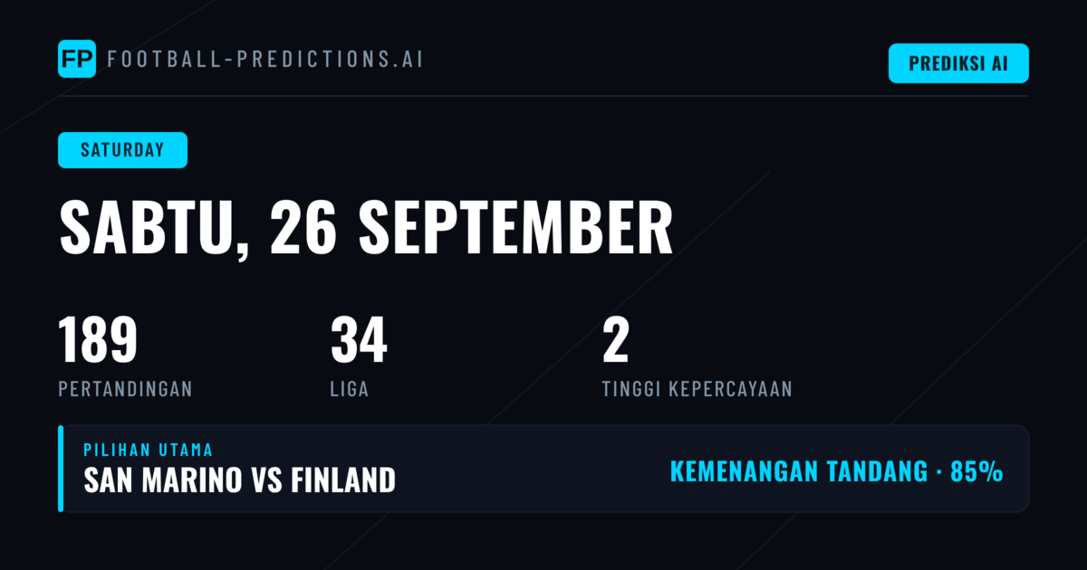 Pilihan Utama Sabtu, 26 Sep 2026