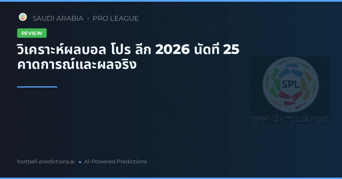 วิเคราะห์ผลบอล โปร ลีก 2026 นัดที่ 25 คาดการณ์และผลจริง