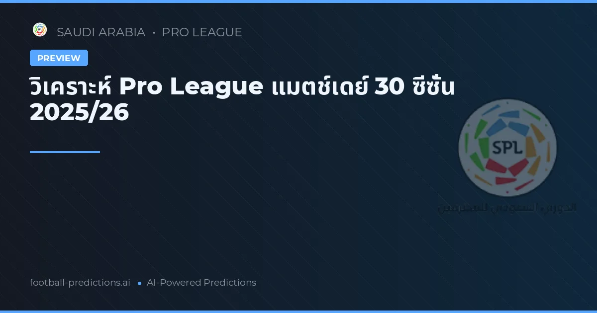 วิเคราะห์ Pro League แมตช์เดย์ 30 ซีซั่น 2025/26