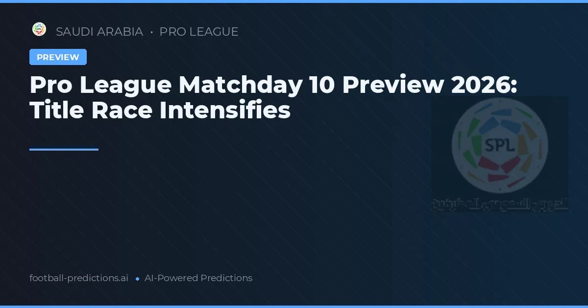 Pro League Matchday 10 Preview 2026: Title Race Intensifies