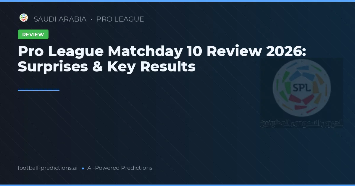 Pro League Matchday 10 Review 2026: Surprises & Key Results