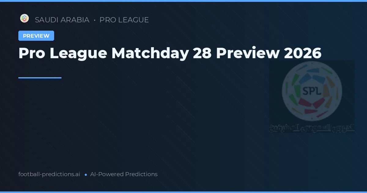Pro League Matchday 28 Preview 2026