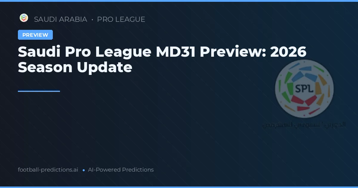 Saudi Pro League MD31 Preview: 2026 Season Update