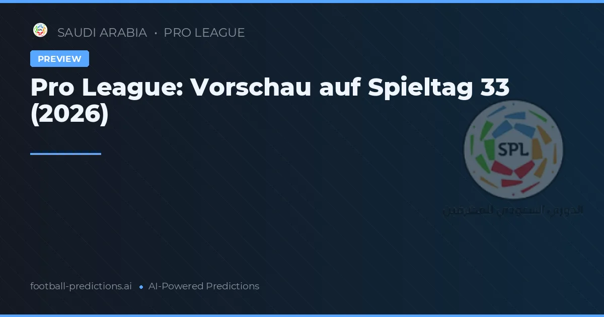 Pro League: Vorschau auf Spieltag 33 (2026)