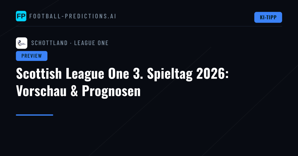 Scottish League One 3. Spieltag 2026: Vorschau & Prognosen