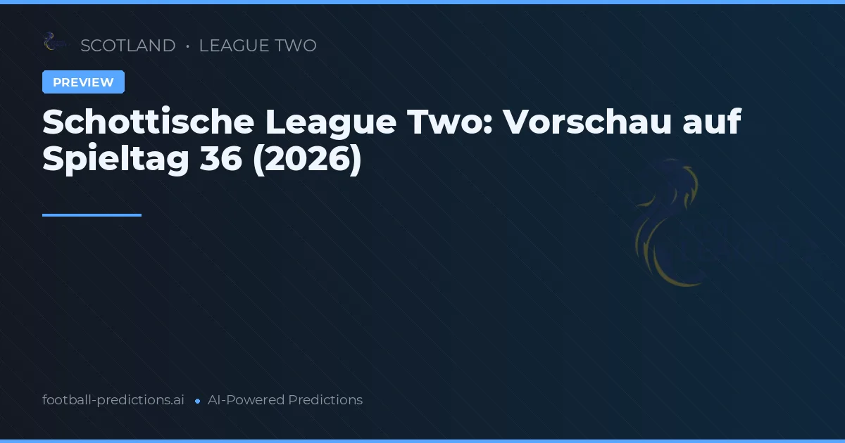 Schottische League Two: Vorschau auf Spieltag 36 (2026)