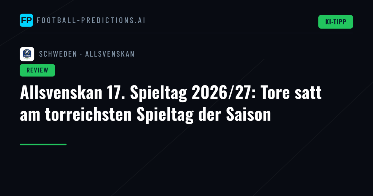 Allsvenskan 17. Spieltag 2026/27: Tore satt am torreichsten Spieltag der Saison