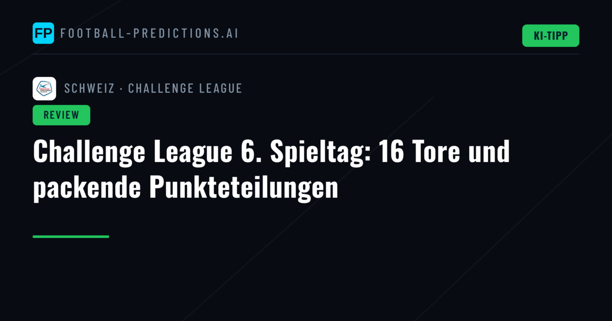 Challenge League 6. Spieltag: 16 Tore und packende Punkteteilungen