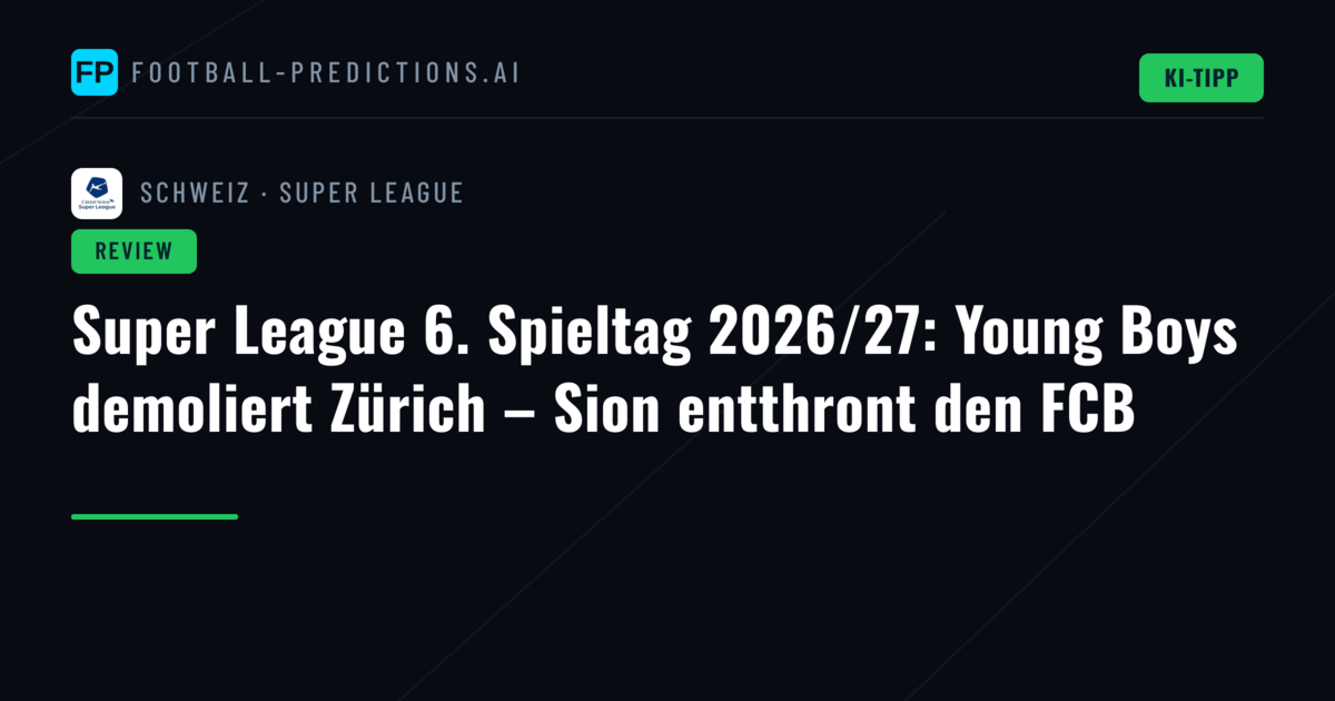 Super League 6. Spieltag 2026/27: Young Boys demoliert Zürich – Sion entthront den FCB