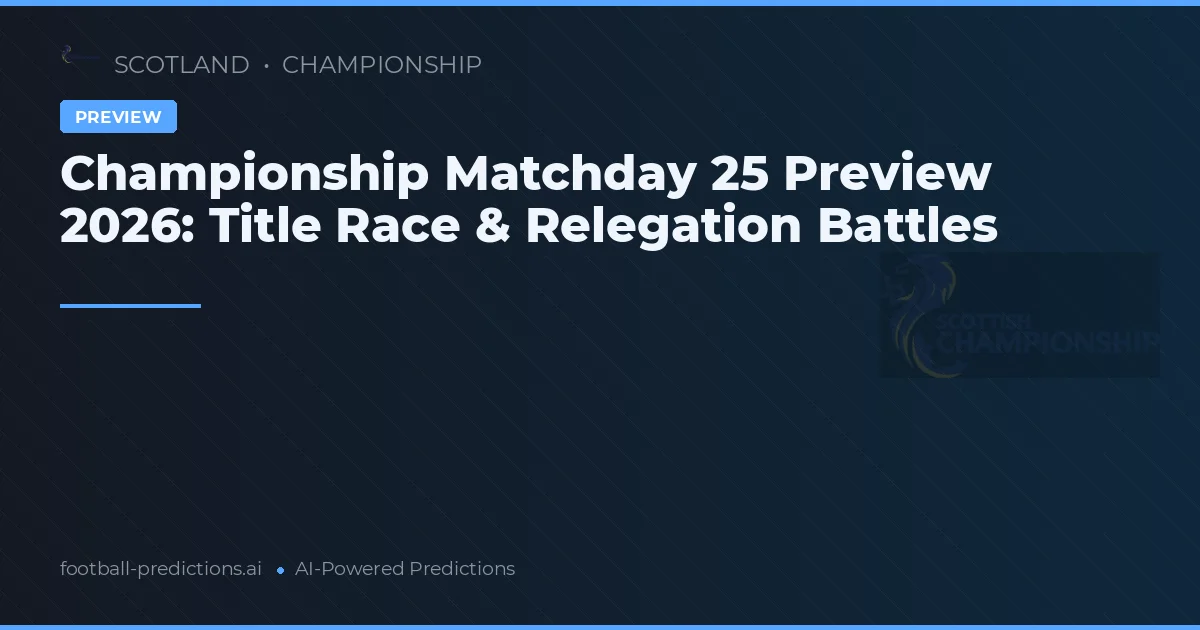 Championship Matchday 25 Preview 2026: Title Race & Relegation Battles
