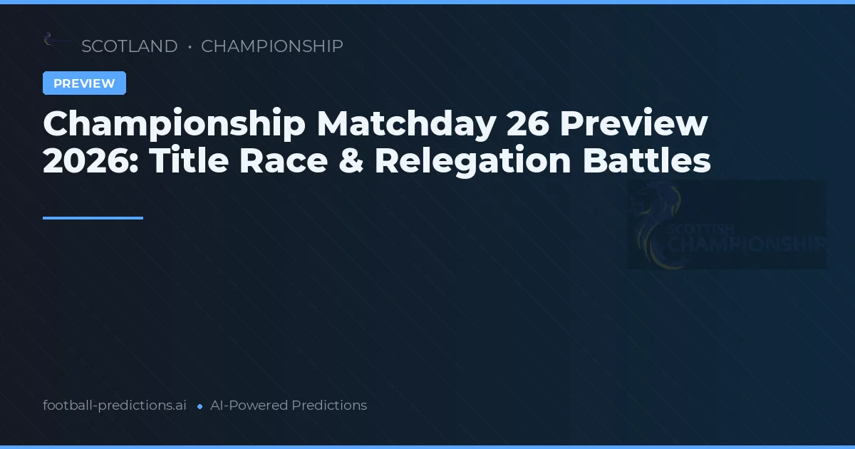 Championship Matchday 26 Preview 2026: Title Race & Relegation Battles